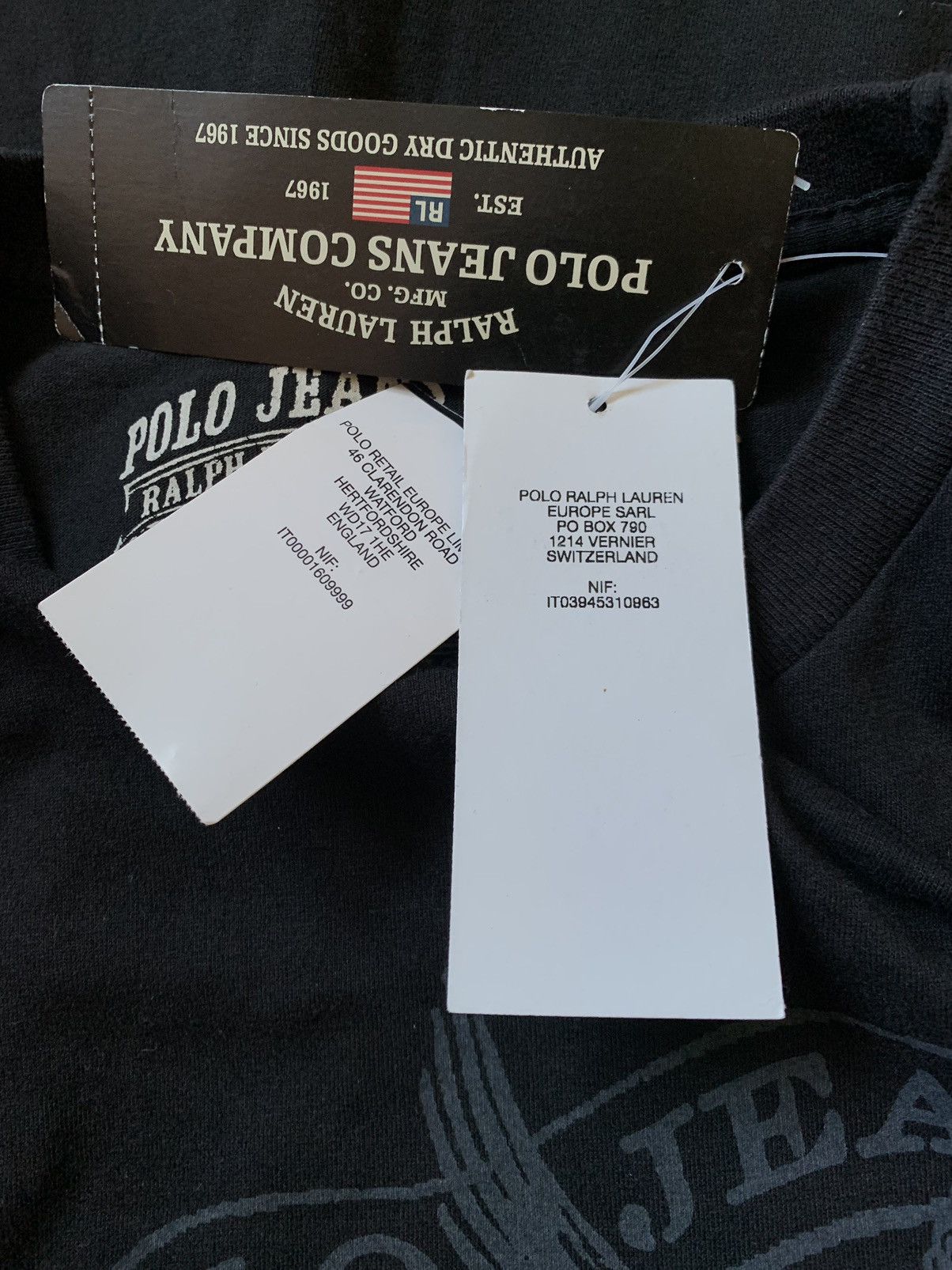 Other BNWT Ralph Lauren Polo Jeans black longsleeve print tee Size US L / EU 52-54 / 3 - 8 Thumbnail