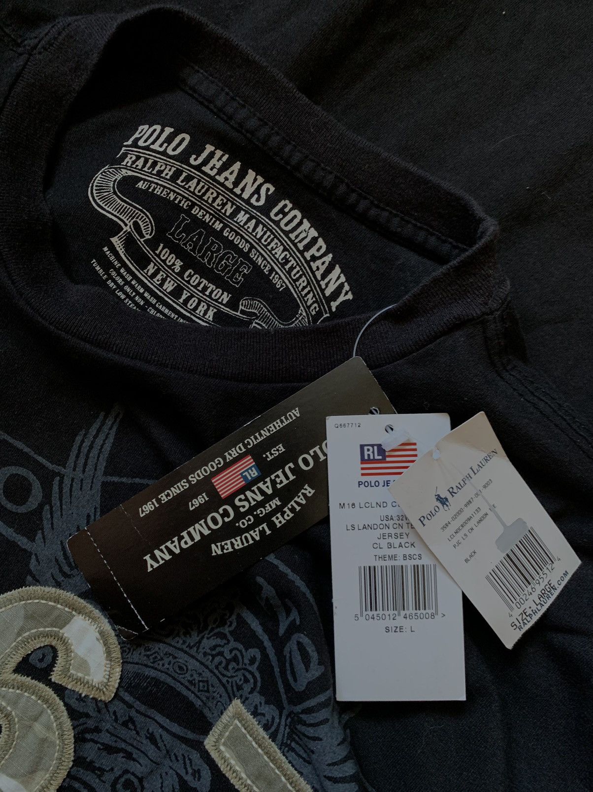 Other BNWT Ralph Lauren Polo Jeans black longsleeve print tee Size US L / EU 52-54 / 3 - 5 Thumbnail