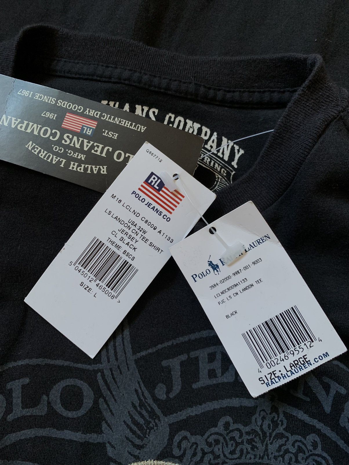Other BNWT Ralph Lauren Polo Jeans black longsleeve print tee Size US L / EU 52-54 / 3 - 6 Thumbnail