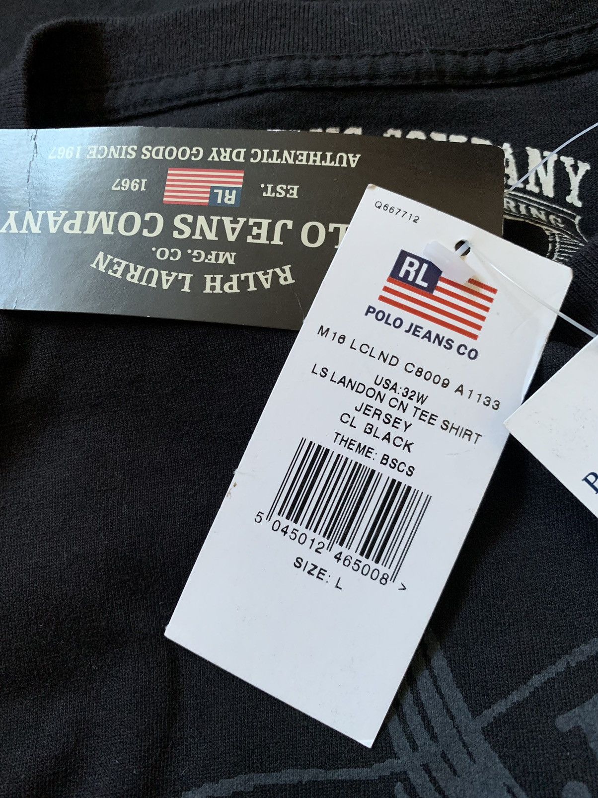 Other BNWT Ralph Lauren Polo Jeans black longsleeve print tee Size US L / EU 52-54 / 3 - 7 Thumbnail