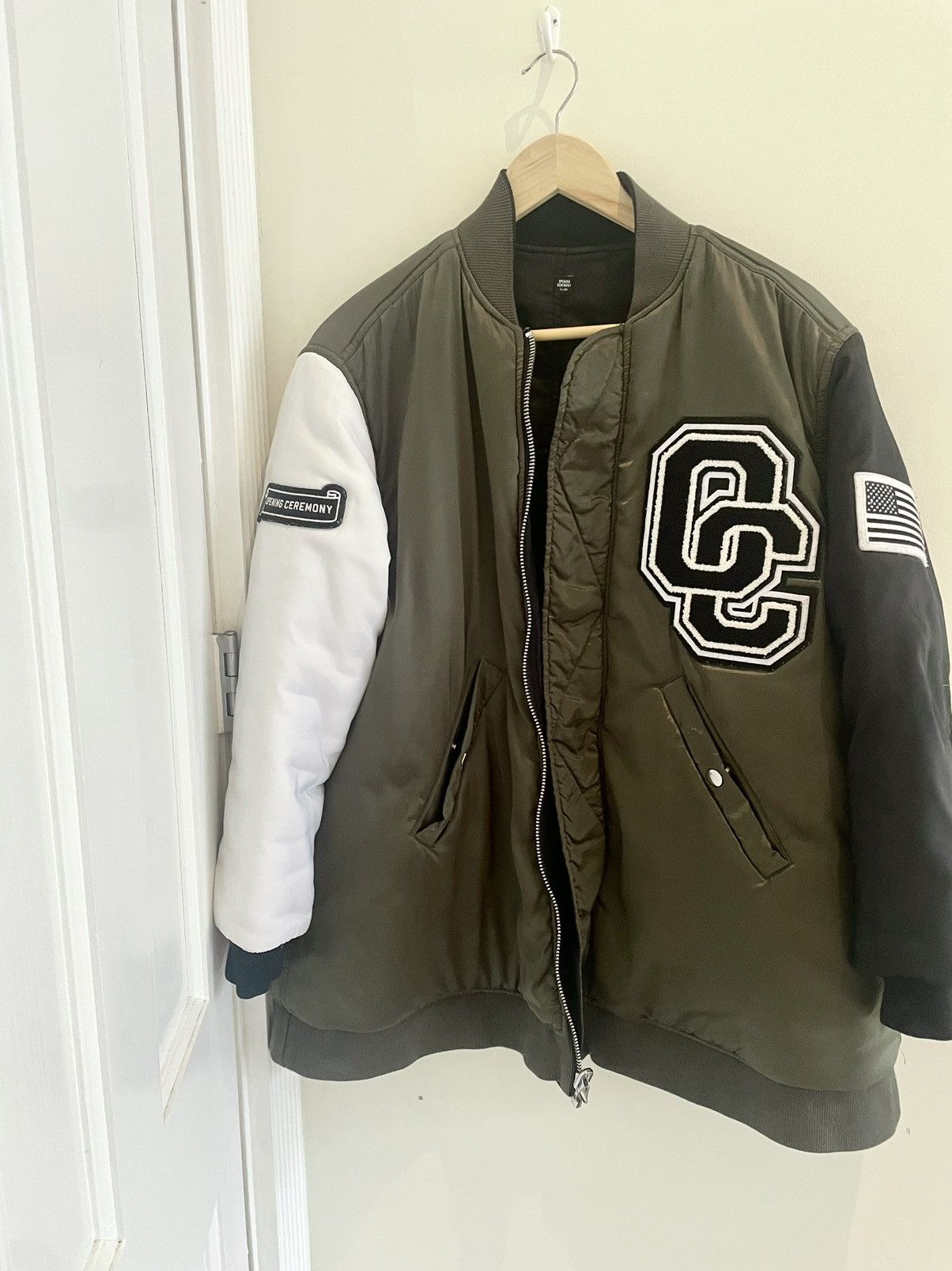 Opening Ceremony Satin Varsity Reversible Jacket