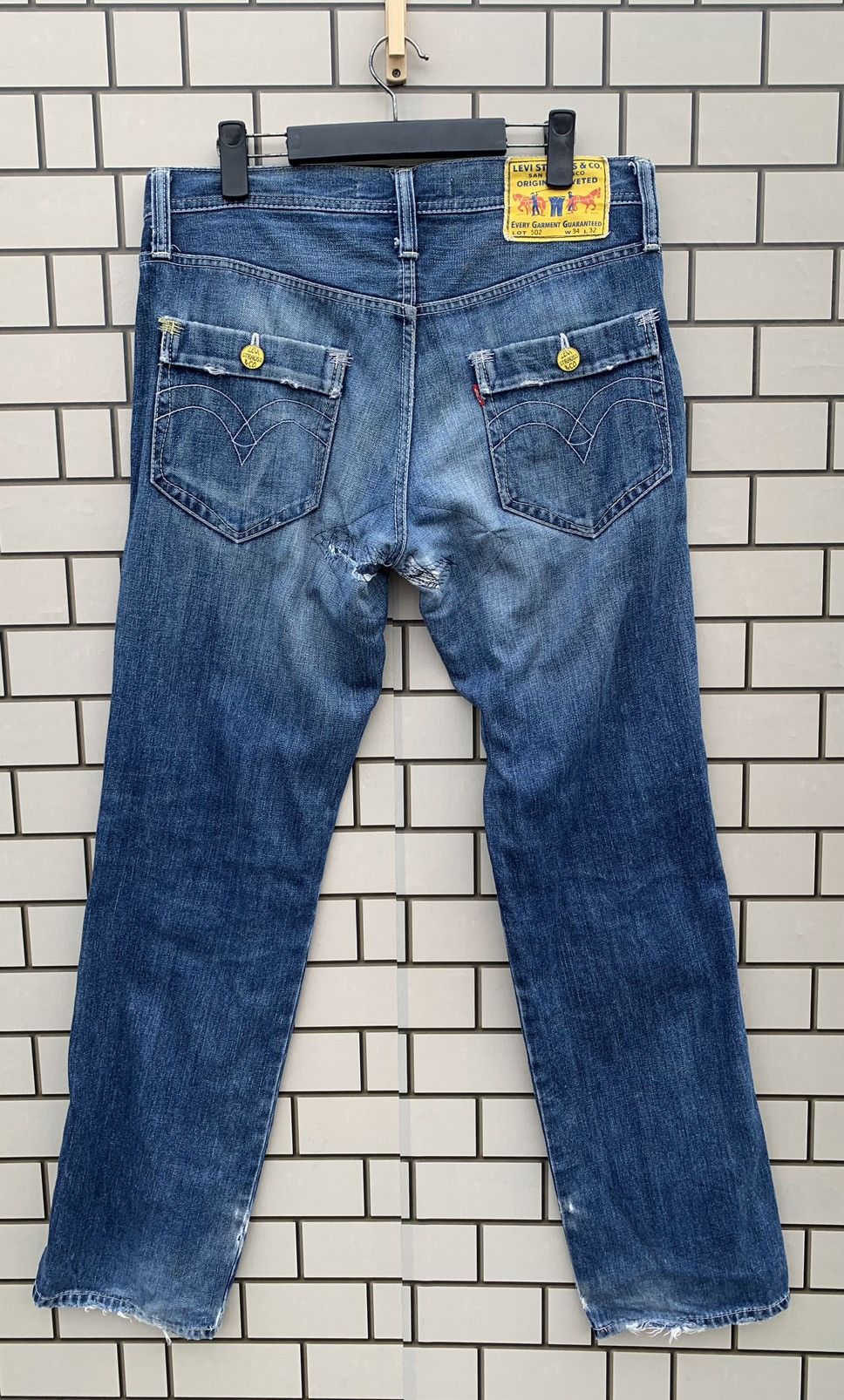 Levi's × Vintage Vintage Levis Lot 502 Distressed Denim Yellow Tag Size US 34 / EU 50 - 1 Thumbnail