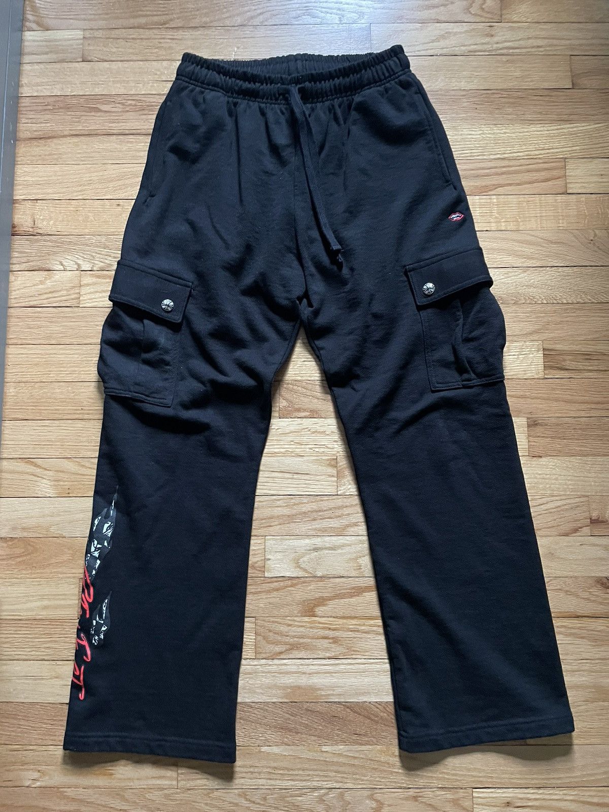 image of Chrome Hearts Matty Boy Race Team 5 Pocket Sweat Pants in Black, Men's (Size 30)