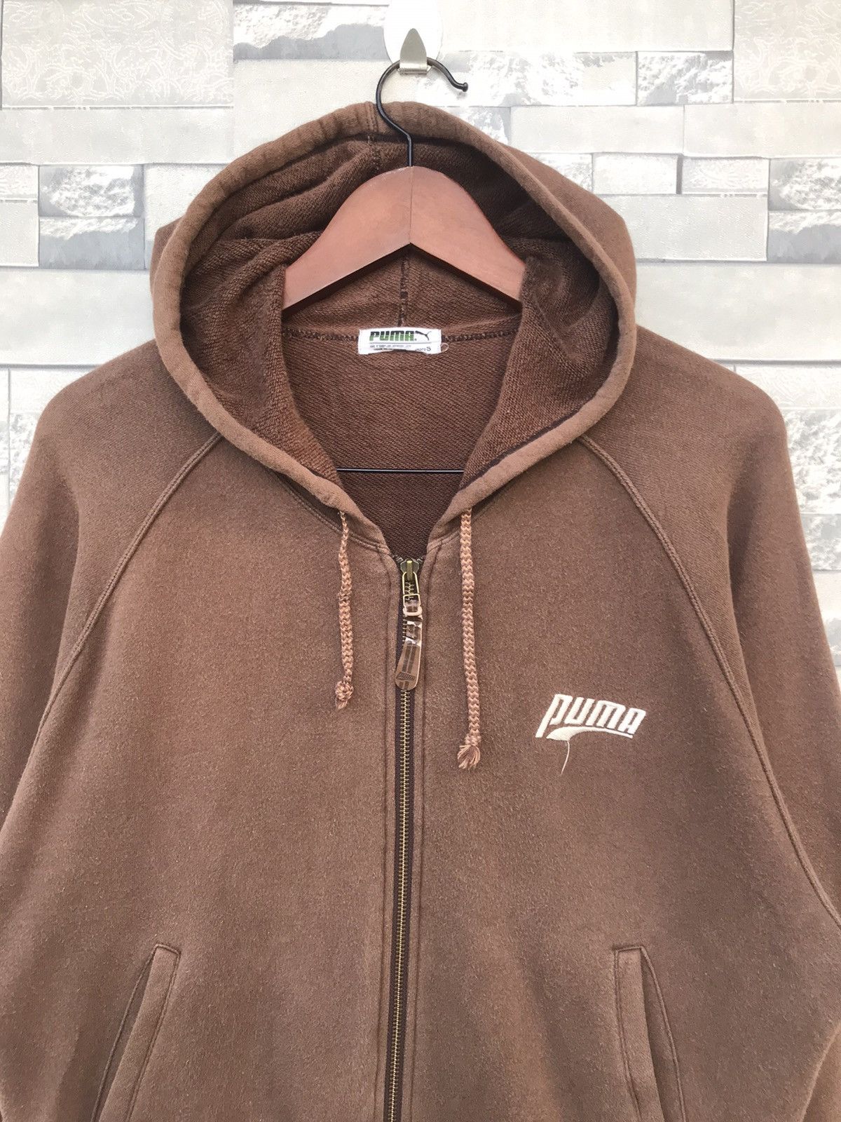 Puma Vintage Puma Side Tape Small Logo Hoodie - Brown Size US M / EU 48-50 / 2 - 4 Thumbnail