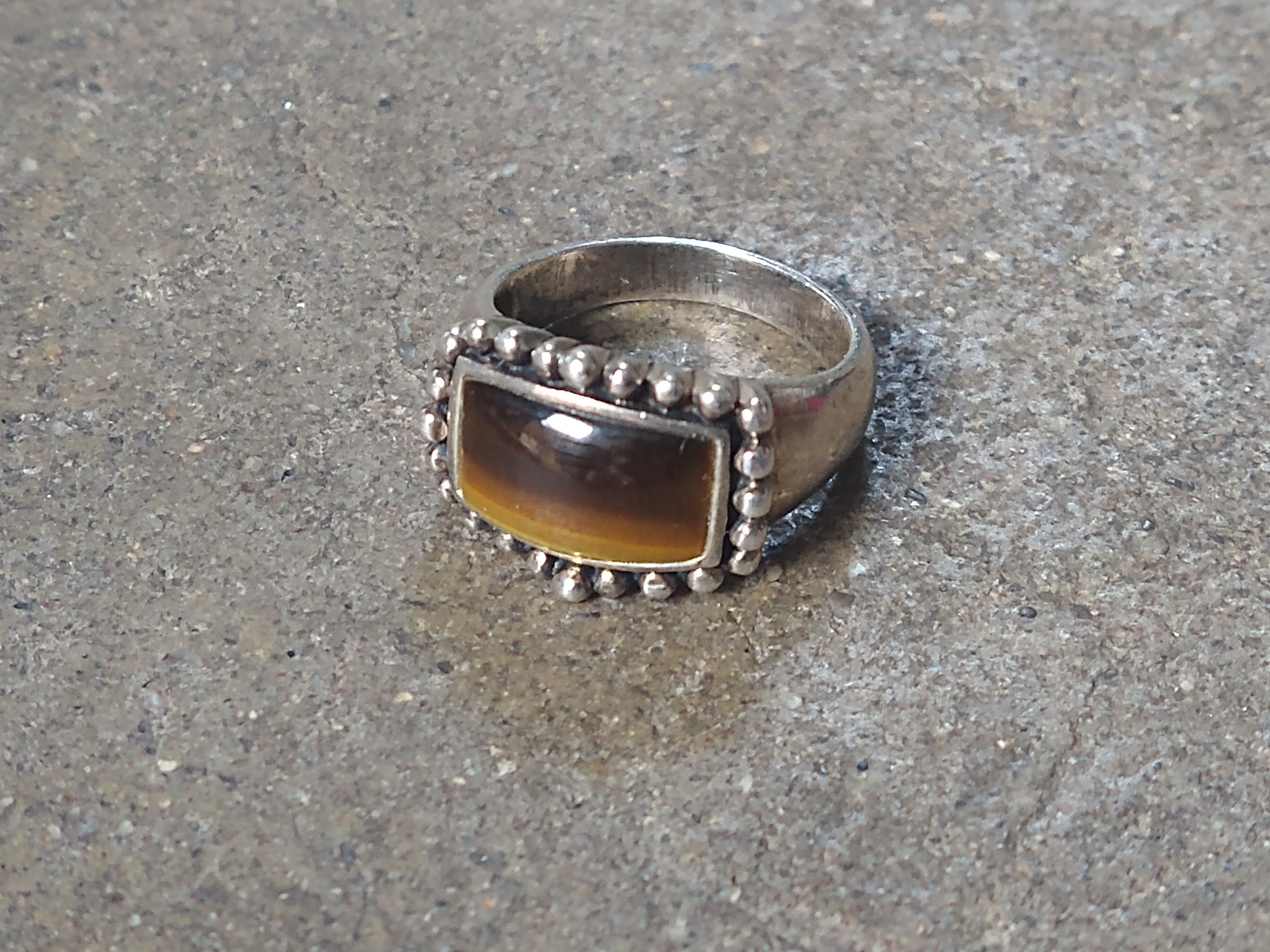 Jewelry x Sterling Silver Ring Size 7 Tiger's Eye Brown 6.4G, Men's