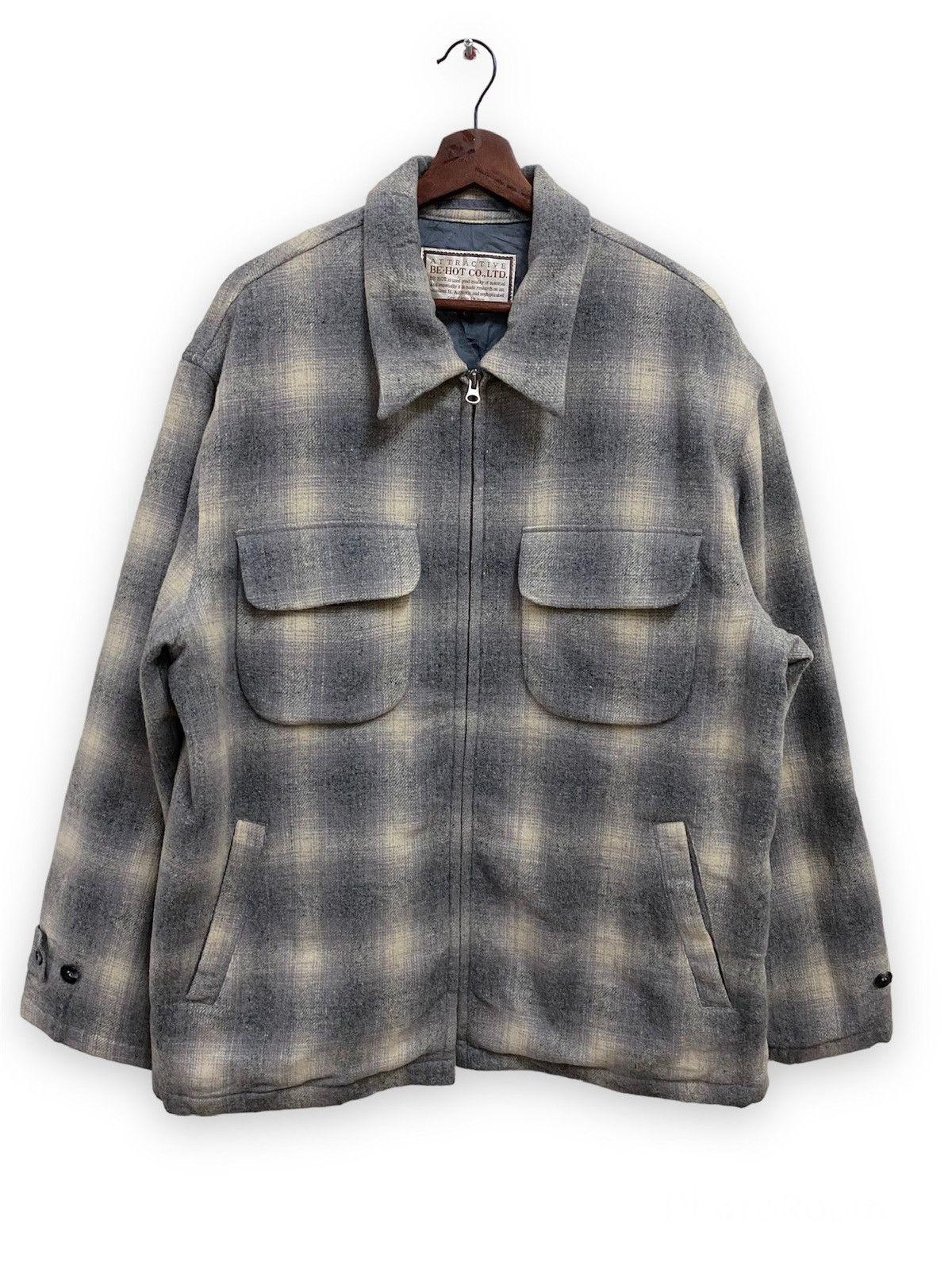 Flannel × Japanese Brand × Vintage Vintage Japanese Brand Be-Hot Wool Flannel Zip Jacket Size US L / EU 52-54 / 3 - 1 Thumbnail