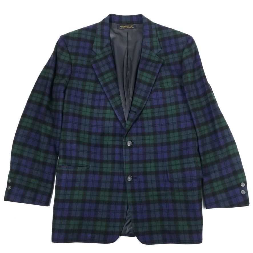 Brooks Brothers VTG Brooks Brothers Blue Green Plaid Camel Hair Blazer Size 46R - 1 Preview