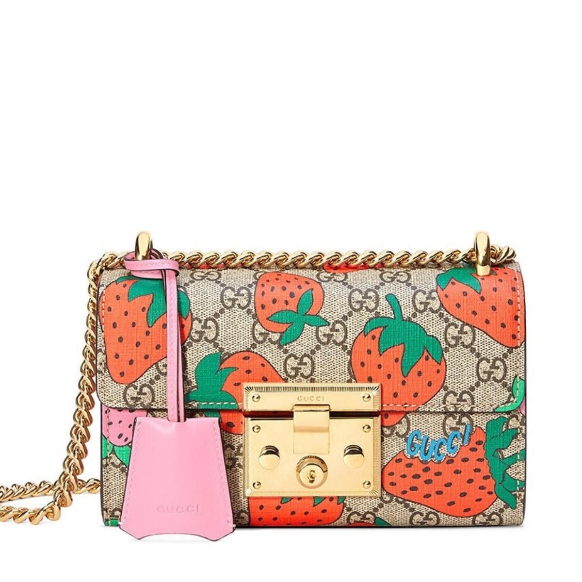 Padlock Gg Strawberry Small Shoulder Bag