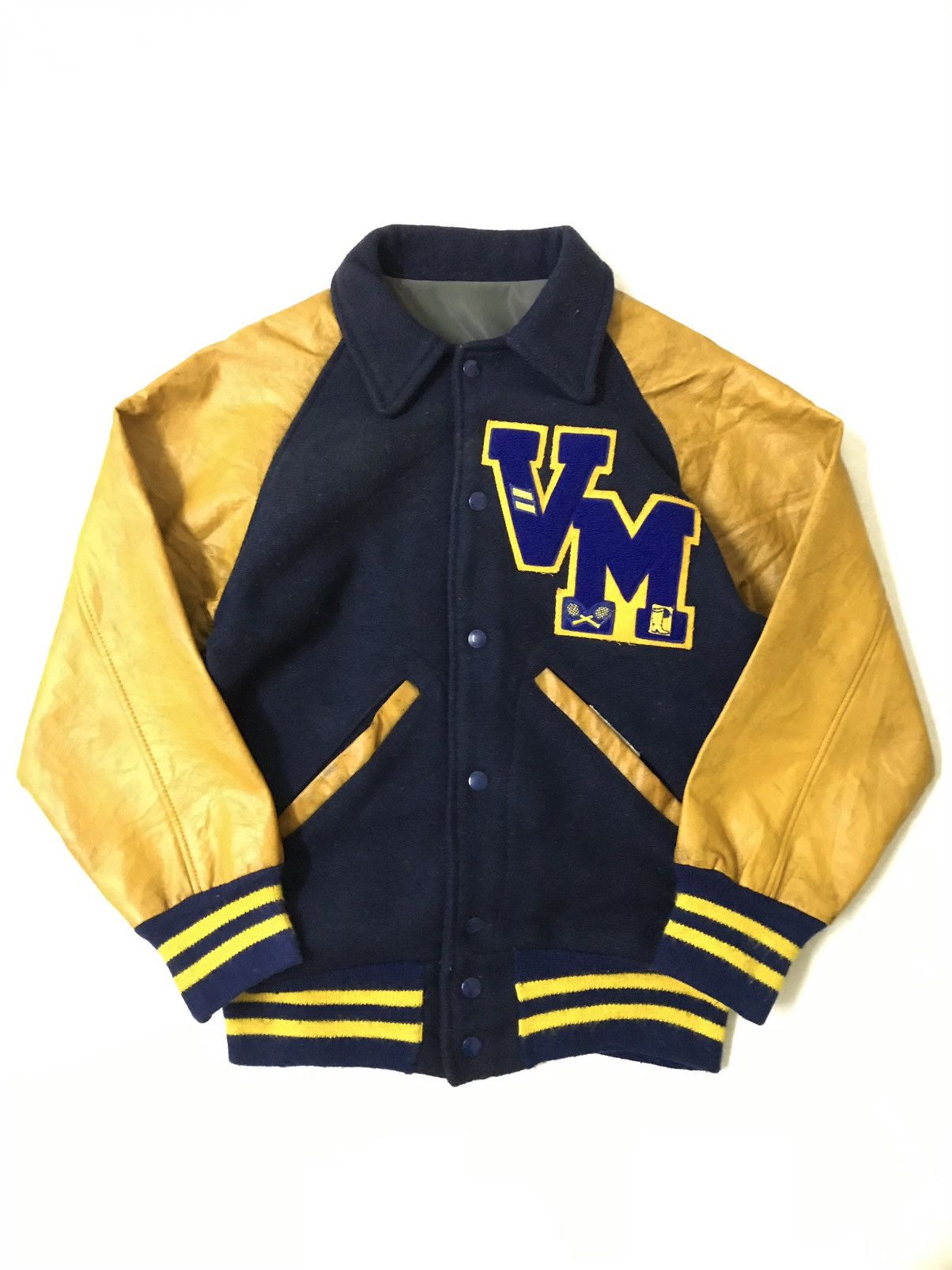 80/90s Fab-Knit Wool/Leather Varsity Jacket