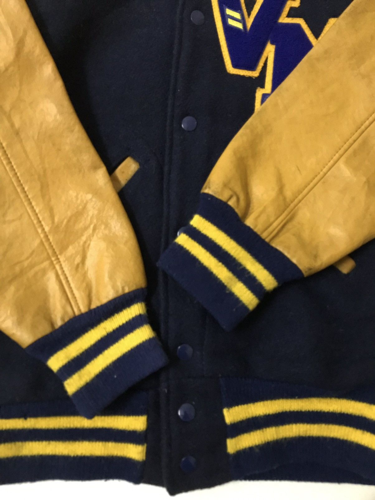 80/90s Fab-Knit Wool/Leather Varsity Jacket
