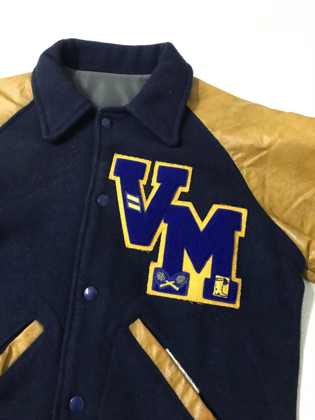 80/90s Fab-Knit Wool/Leather Varsity Jacket