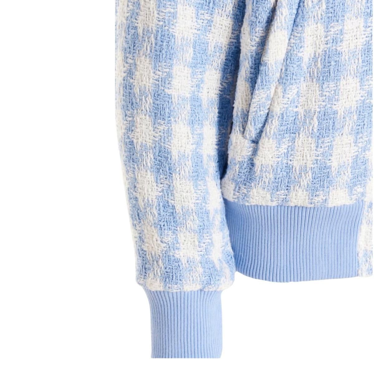 Houndstooth Cotton-blend Tweed Bomber Jacket