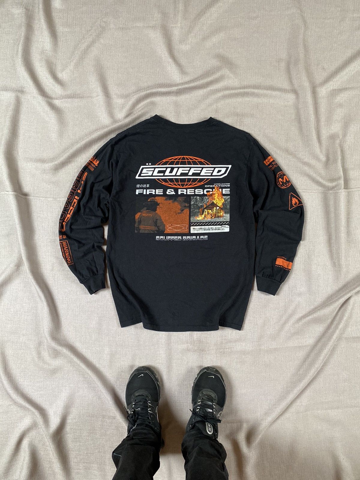 Scuffed worldwide Fire and Rescue Misfits long sleeve