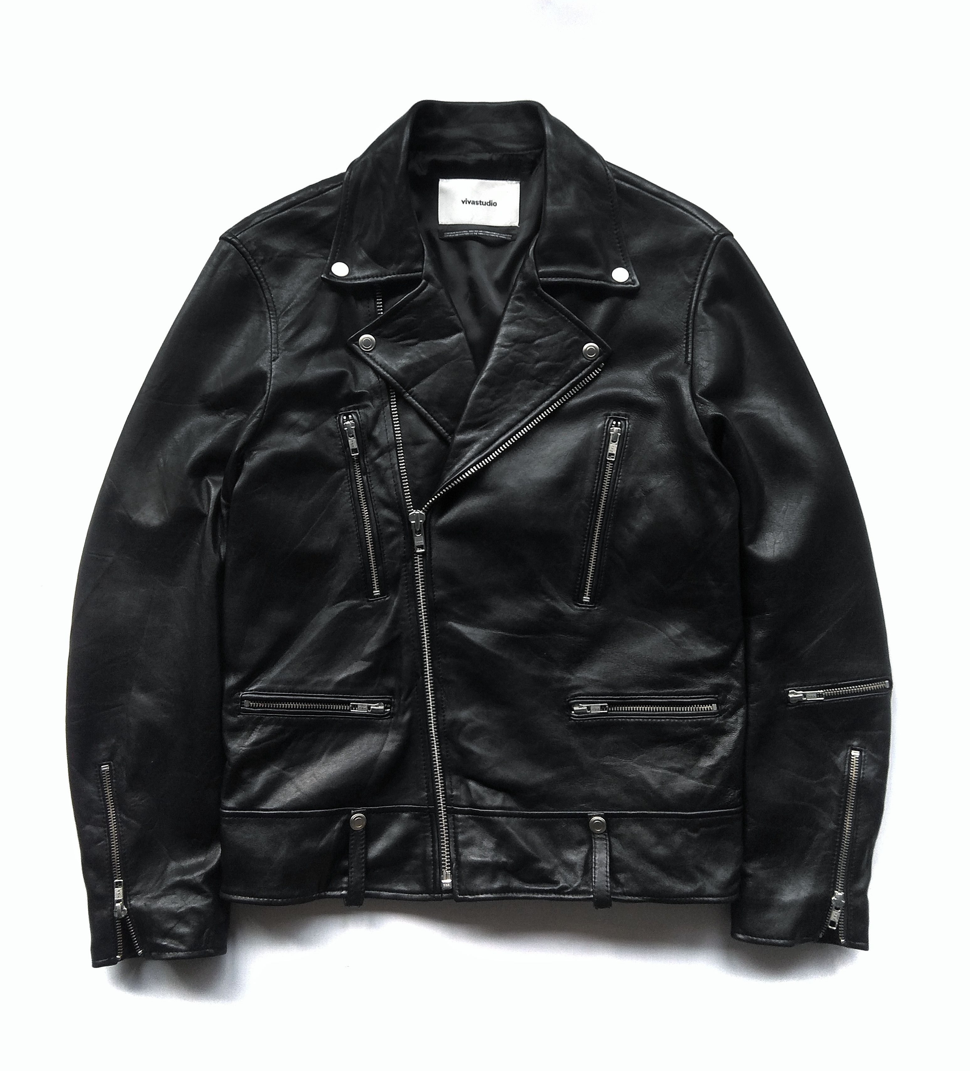 Leather Jacket Vivastudio Terry Riders Leather Jacket Black