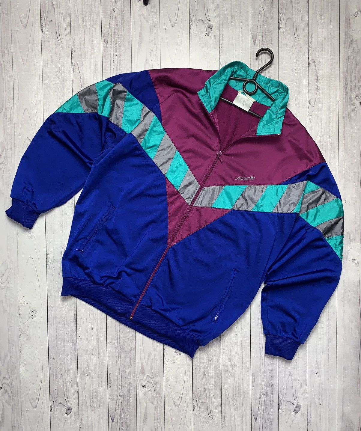 Vintage Adidas track jacket multicolor logo size XL