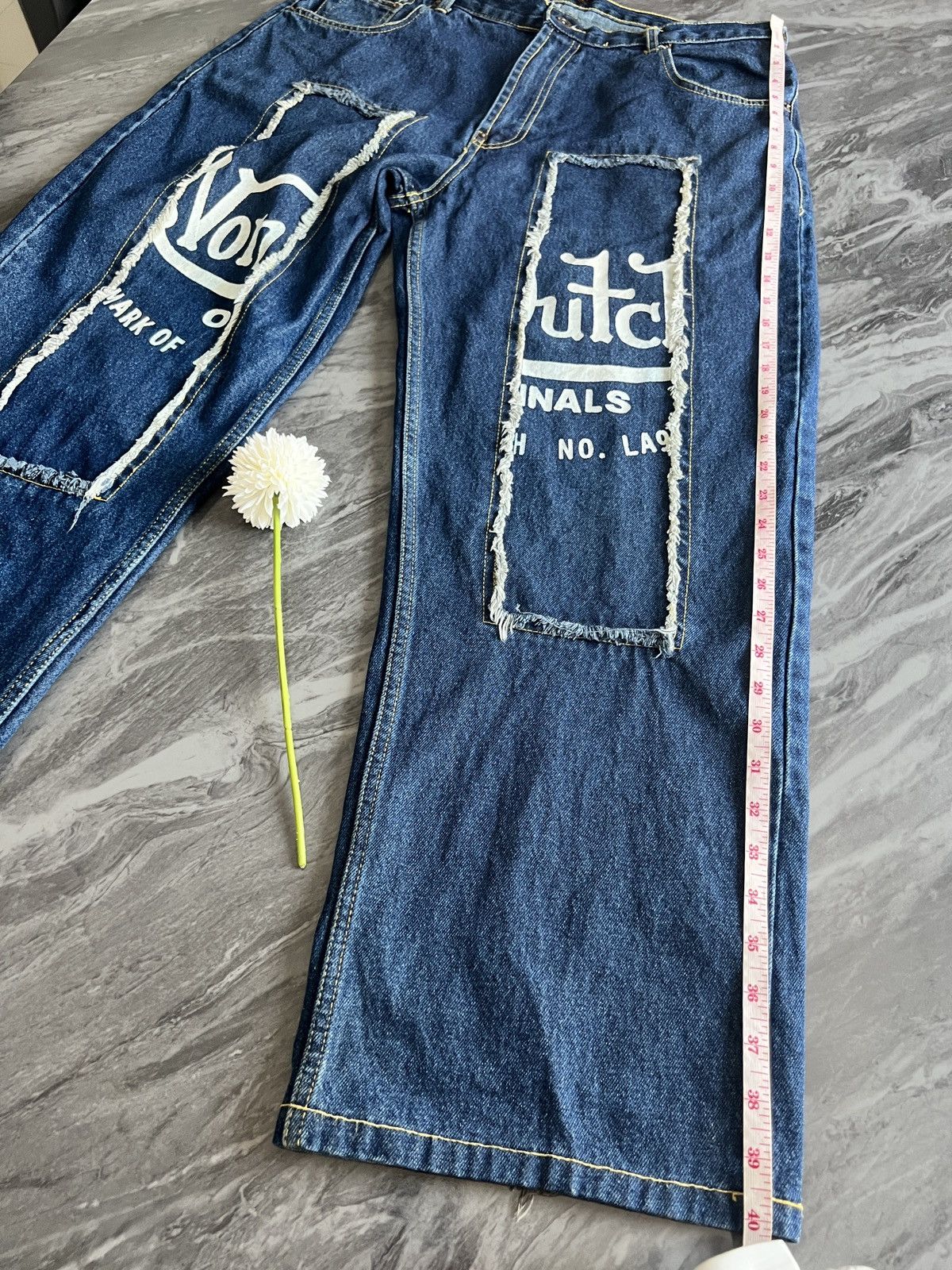 Von Dutch Von Dutch : Denim Jeans Double Knee Print Logo Y2K