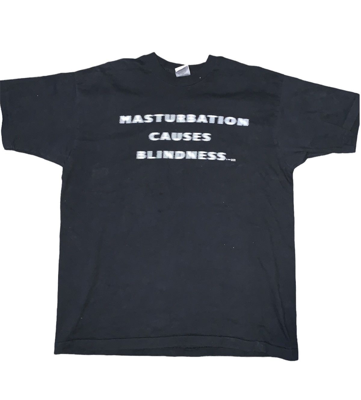 Vintage 90’s masturbation causes blindness joke shirt