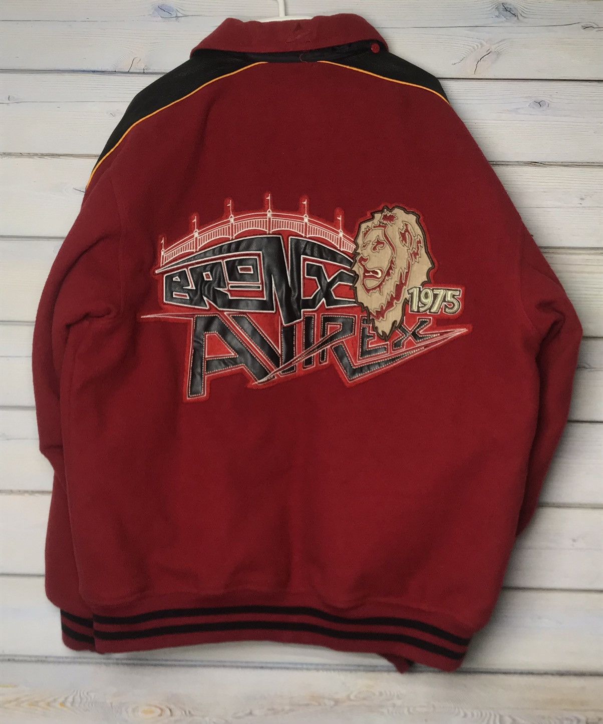image of Vintage Avirex Bronx Varsity Jacket in Red/Black, Men's (Size Large)