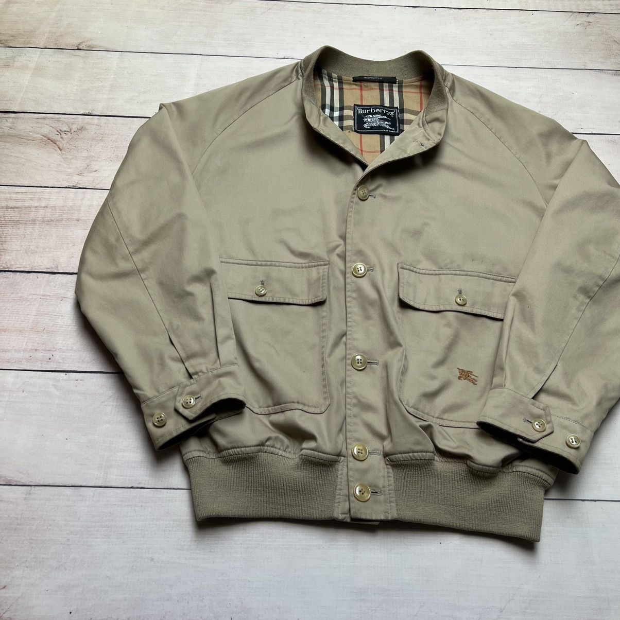 Burberry × Burberry Prorsum × Vintage Vintage 90s Burberry Bomber Nova Check Beige Jacket Size US L / EU 52-54 / 3 - 3 Thumbnail