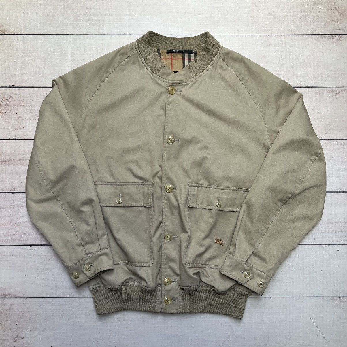 Burberry × Burberry Prorsum × Vintage Vintage 90s Burberry Bomber Nova Check Beige Jacket Size US L / EU 52-54 / 3 - 2 Thumbnail
