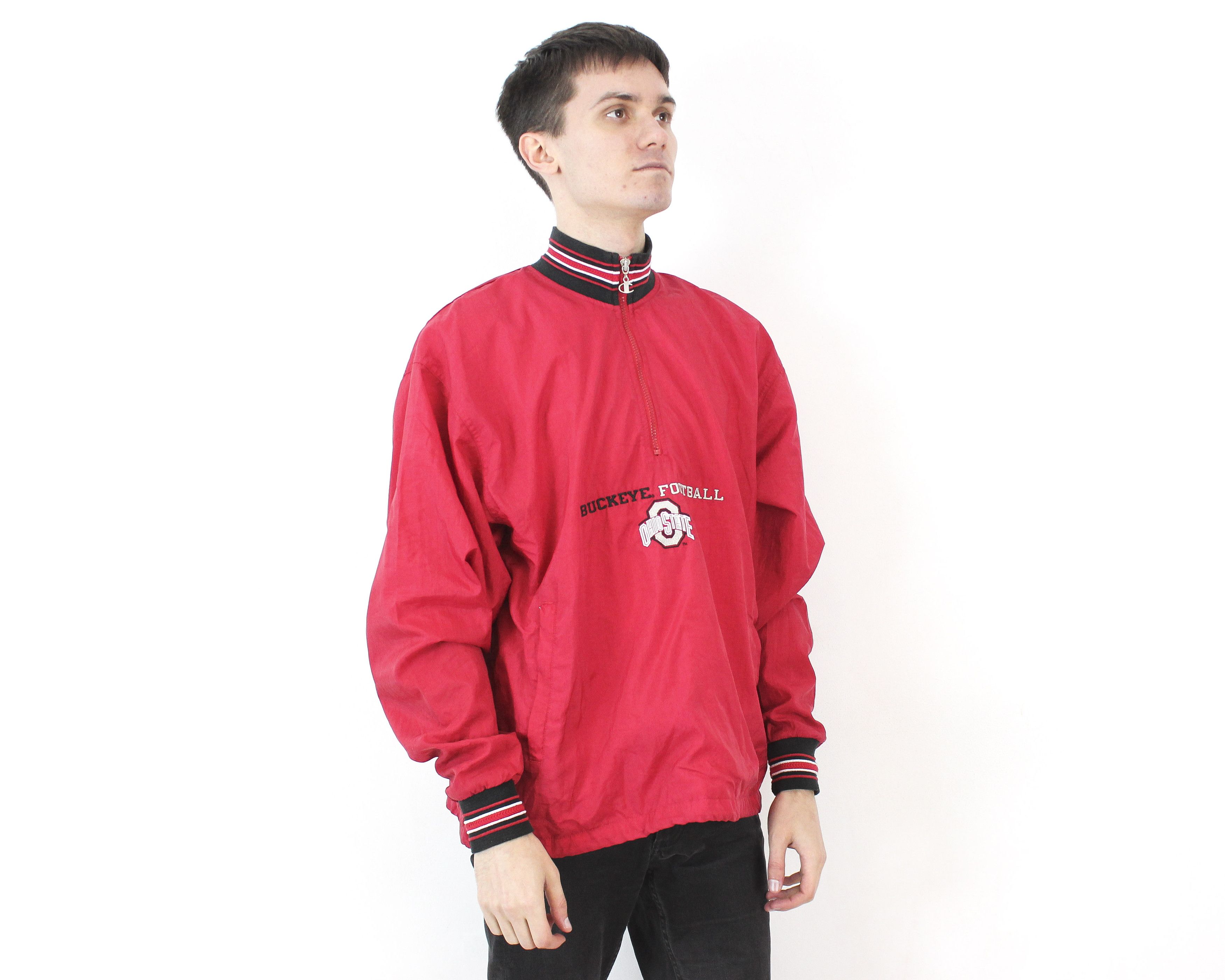 Champion OHIO STATE Buckeyes M Windbreaker Jacket Coat Nylon zip neck Size US M / EU 48-50 / 2 - 3 Thumbnail