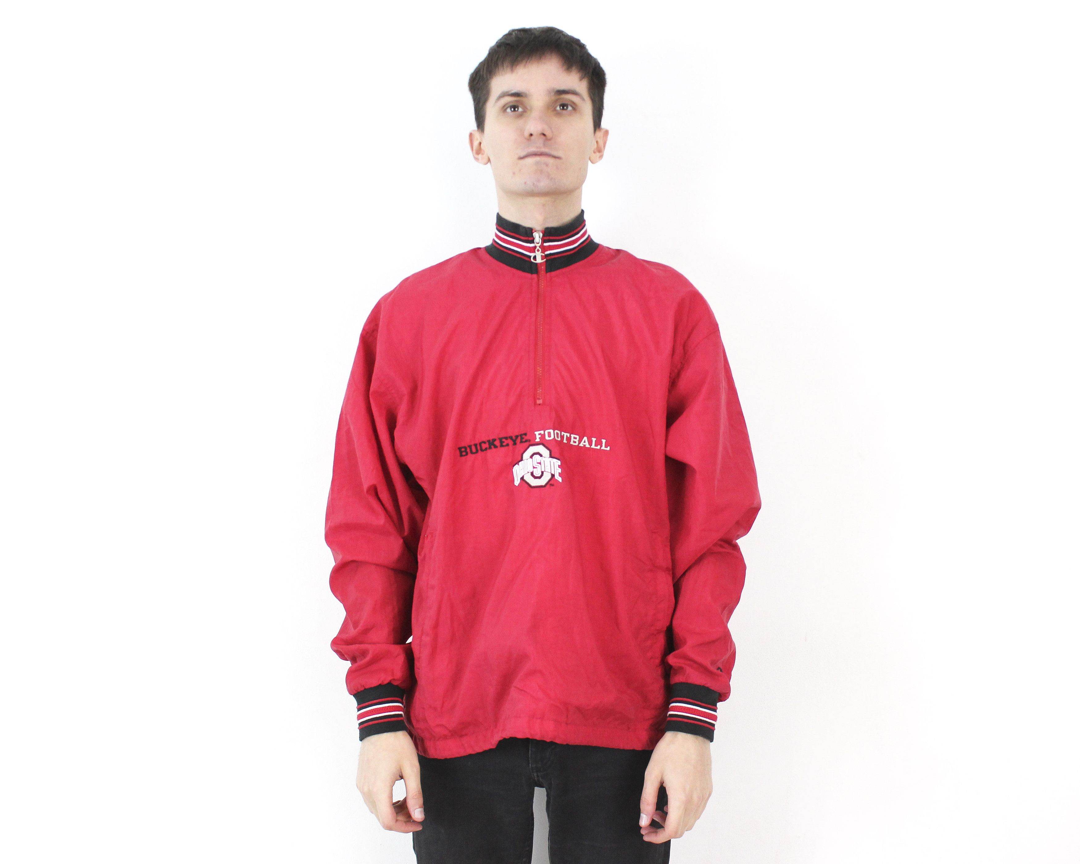 Champion OHIO STATE Buckeyes M Windbreaker Jacket Coat Nylon zip neck Size US M / EU 48-50 / 2 - 1 Thumbnail