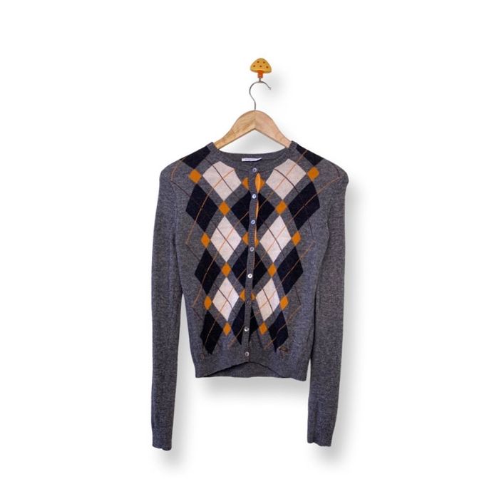 Cardigan Marella Sport Wool Cashmere Blend Argyle Print Cardigan