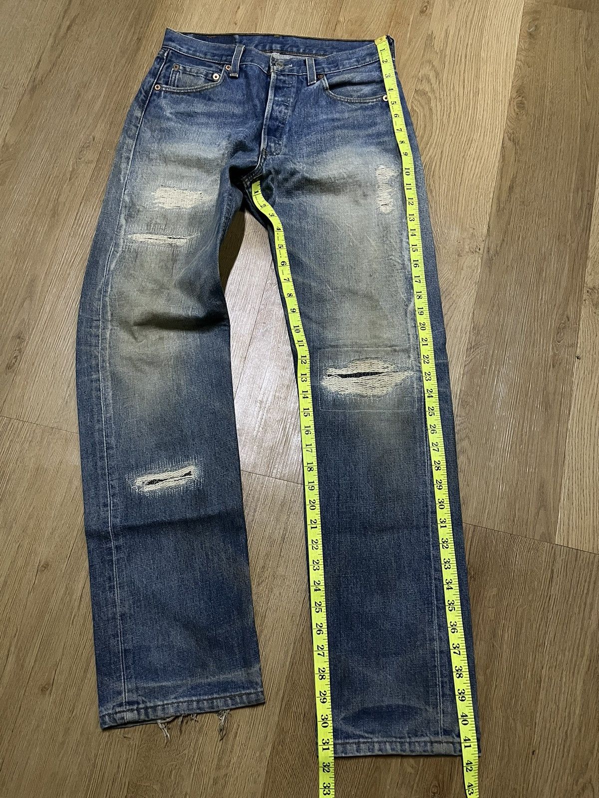 Levi's Vintage Levi’s 501 distressed denim Kurt cobain design Size US 29 - 14 Thumbnail