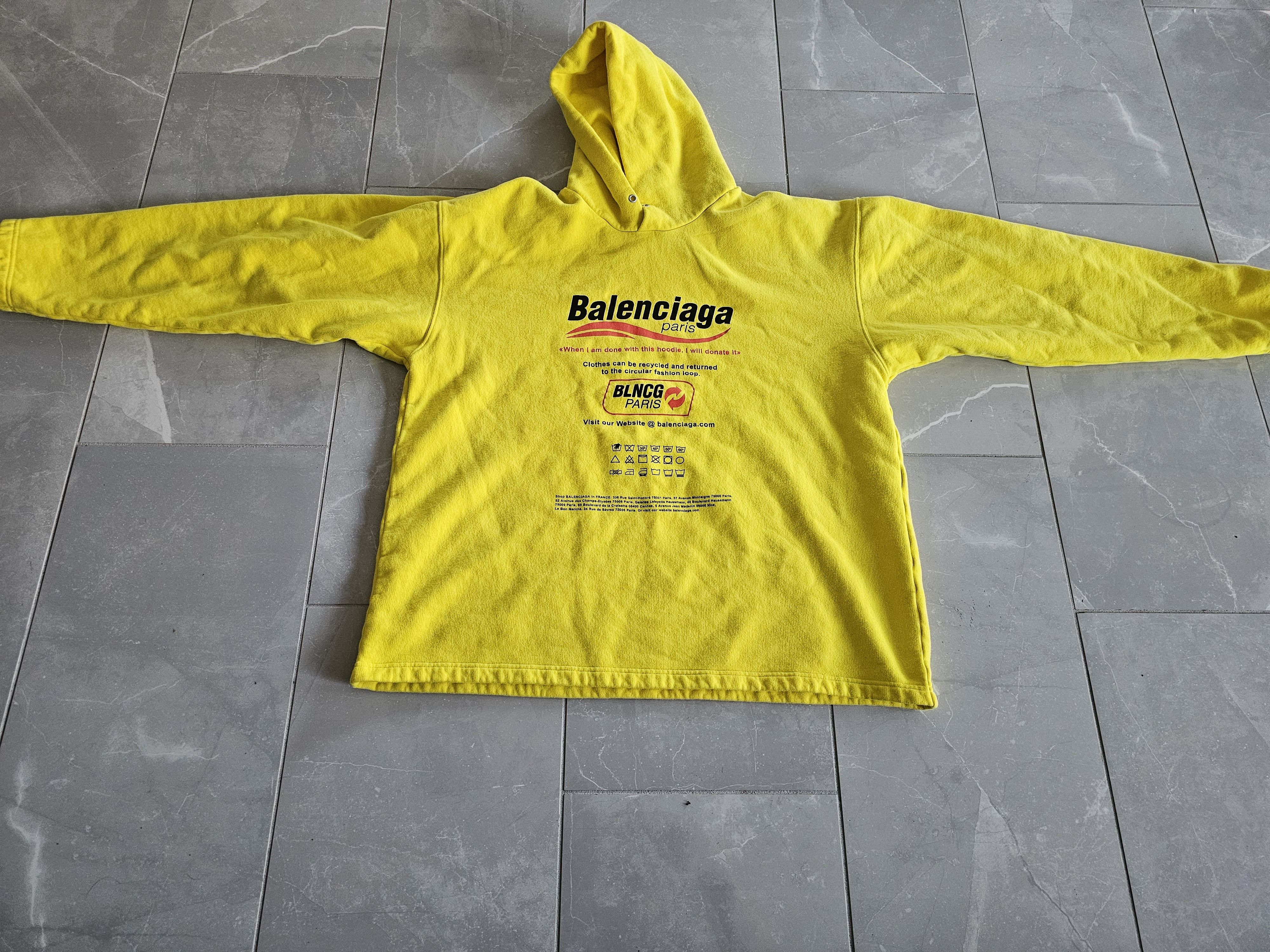 Balenciaga Balenciaga Dry Cleaning Logo No Rib Hoodie Yellow | Grailed