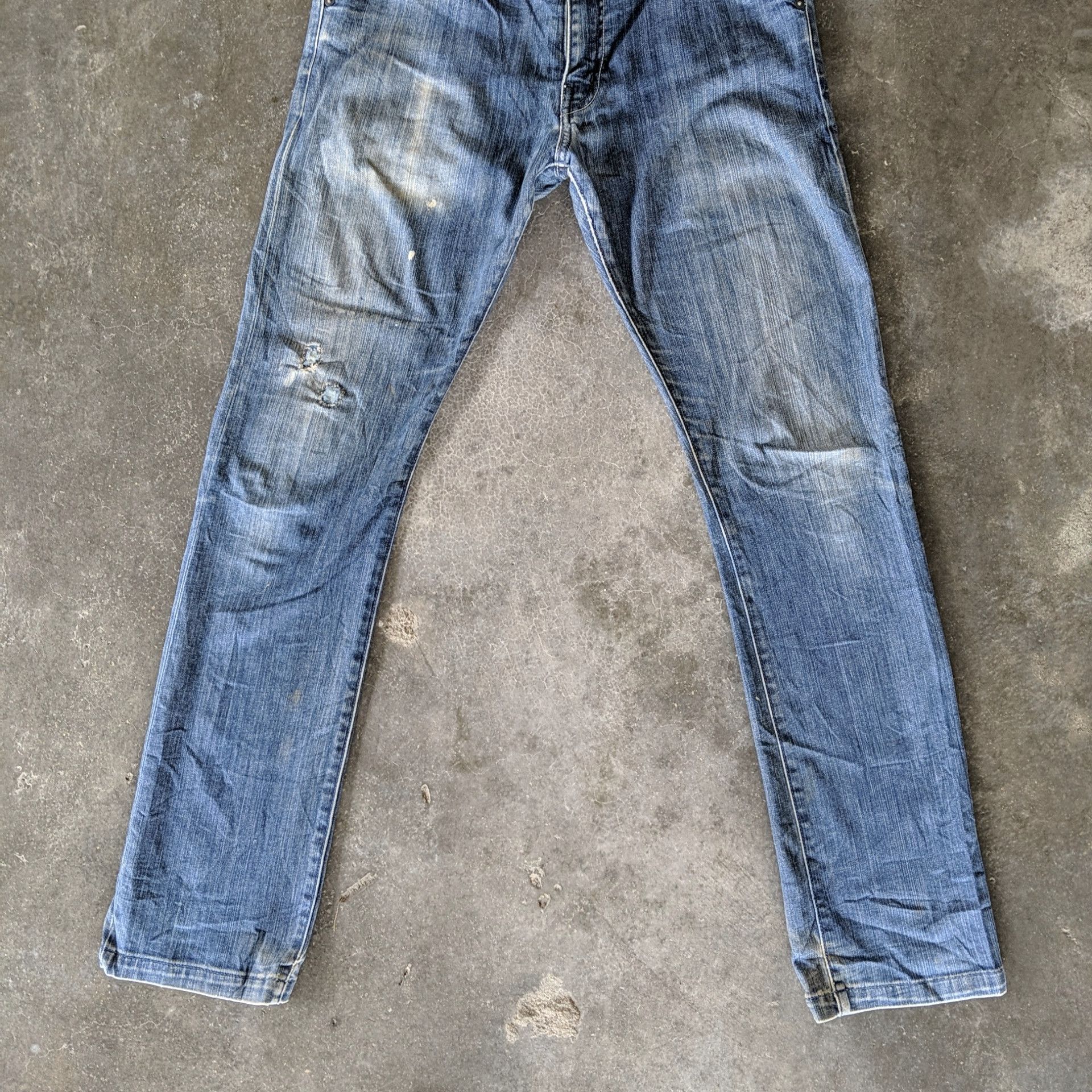 Japanese Brand Vintage Beams Distressed Faded Denim Jeans Pants W34 Size US 34 / EU 50 - 5 Thumbnail