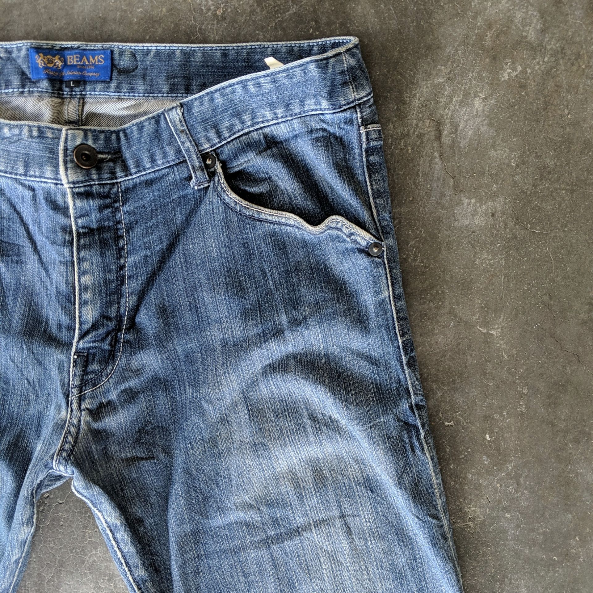 Japanese Brand Vintage Beams Distressed Faded Denim Jeans Pants W34 Size US 34 / EU 50 - 4 Thumbnail