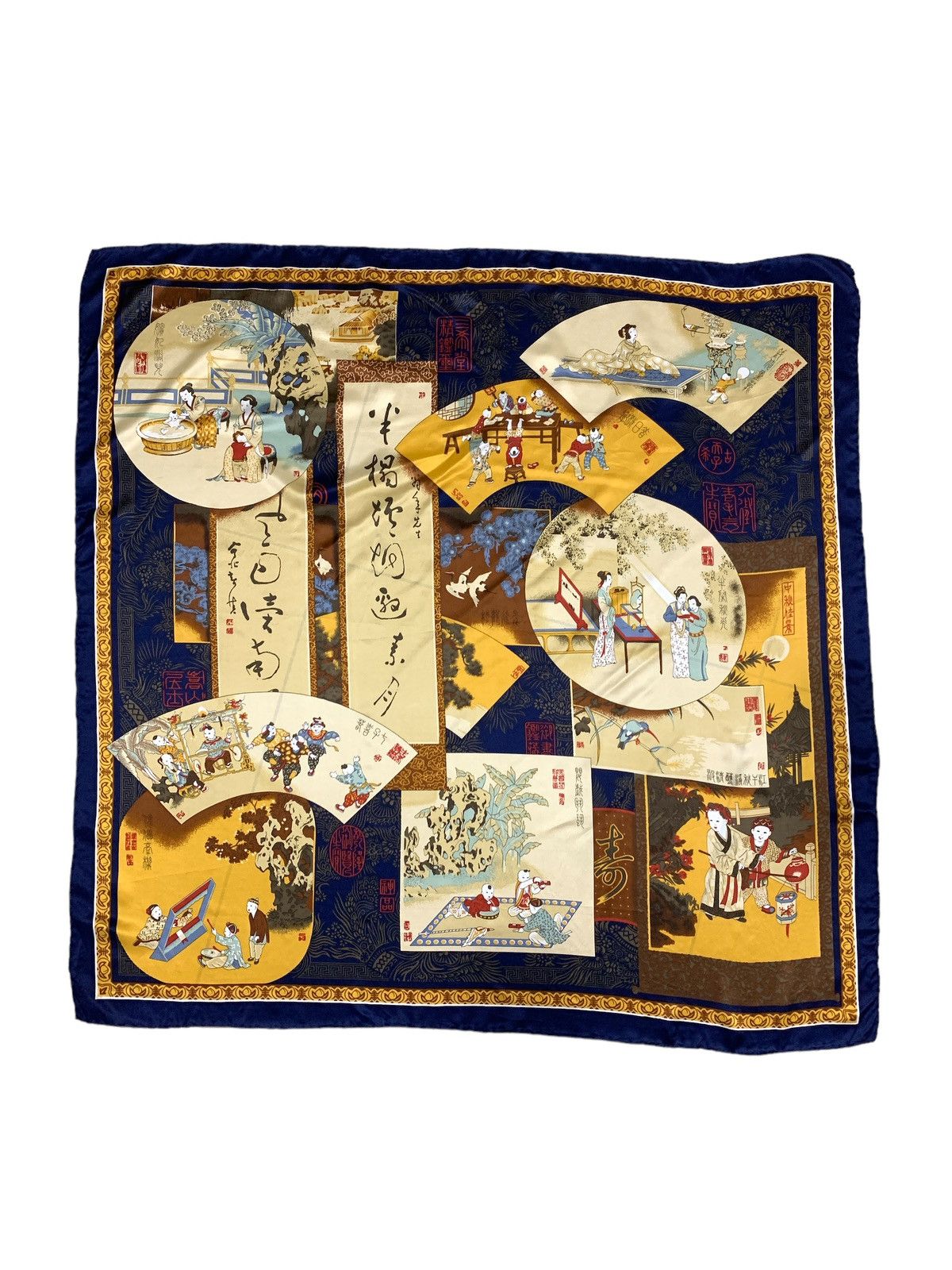 Japanese Brand VINTAGE JAPANESE CLASSIC TRADITIONAL GEISHA BIG SILK SCARF Size ONE SIZE - 1 Thumbnail