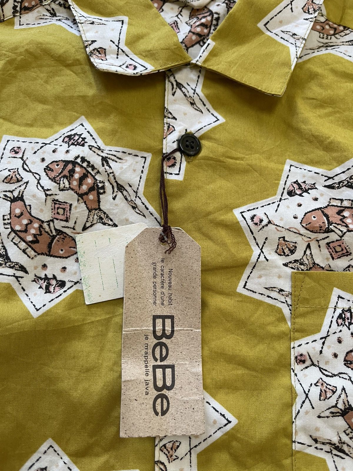 Bebe Fish Design Single Pocket Overprint Shirt