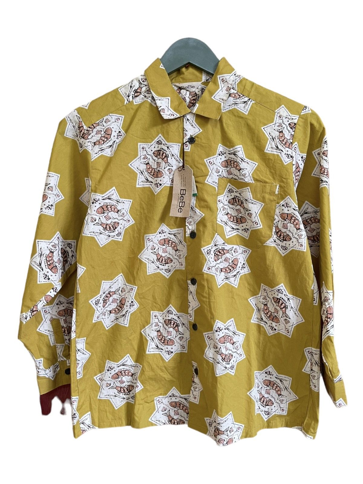 Bebe Fish Design Single Pocket Overprint Shirt