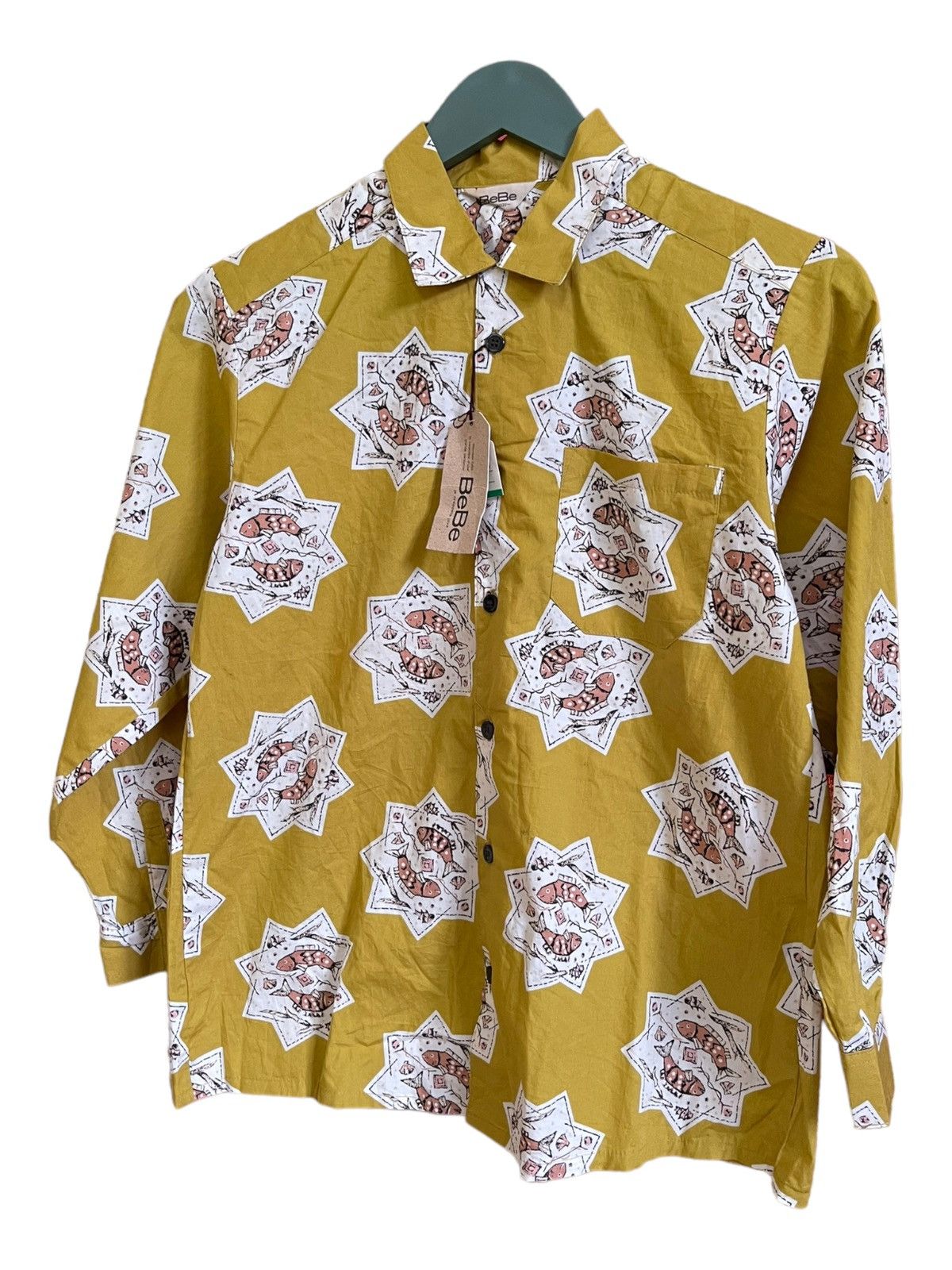 Bebe Fish Design Single Pocket Overprint Shirt