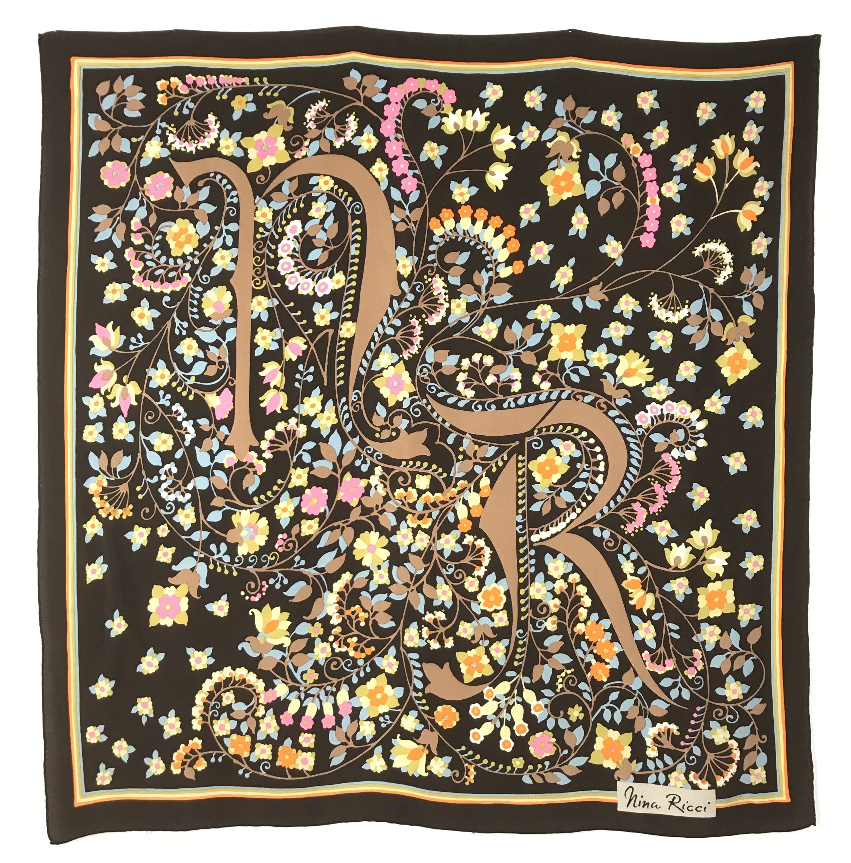 Vintage Nina Ricci Floral Silk Scarf