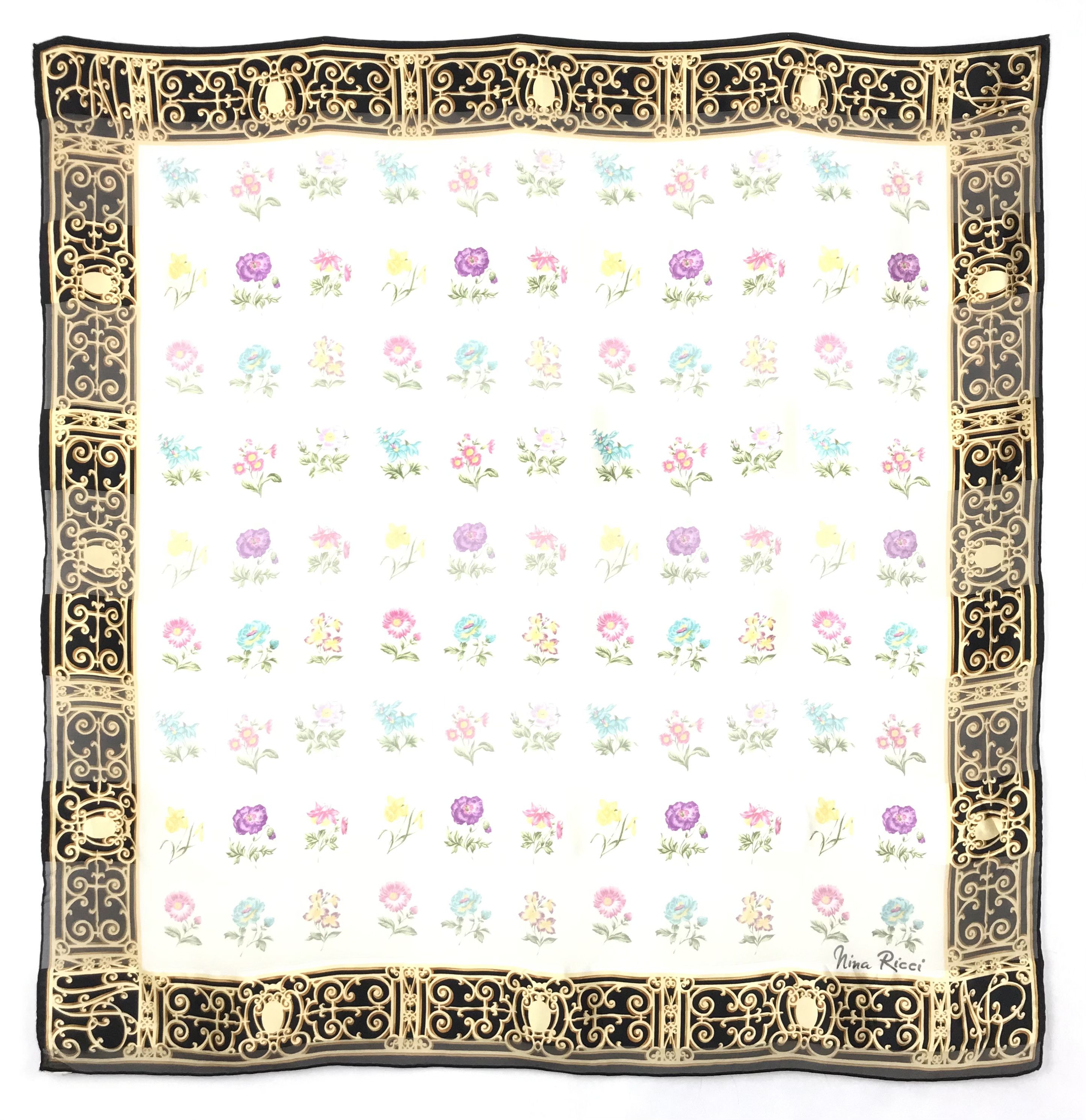 Vintage Nina Ricci Floral Silk Scarf