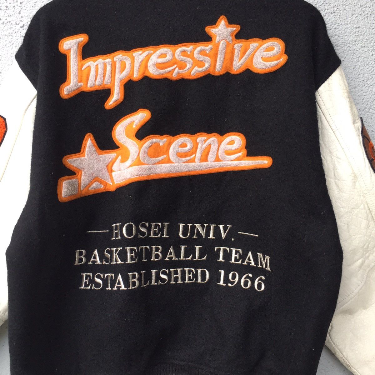 Japanese Brand Vintage Egood Japan Leather Arm Wool Varsity Jacket Size US XL / EU 56 / 4 - 16 Thumbnail