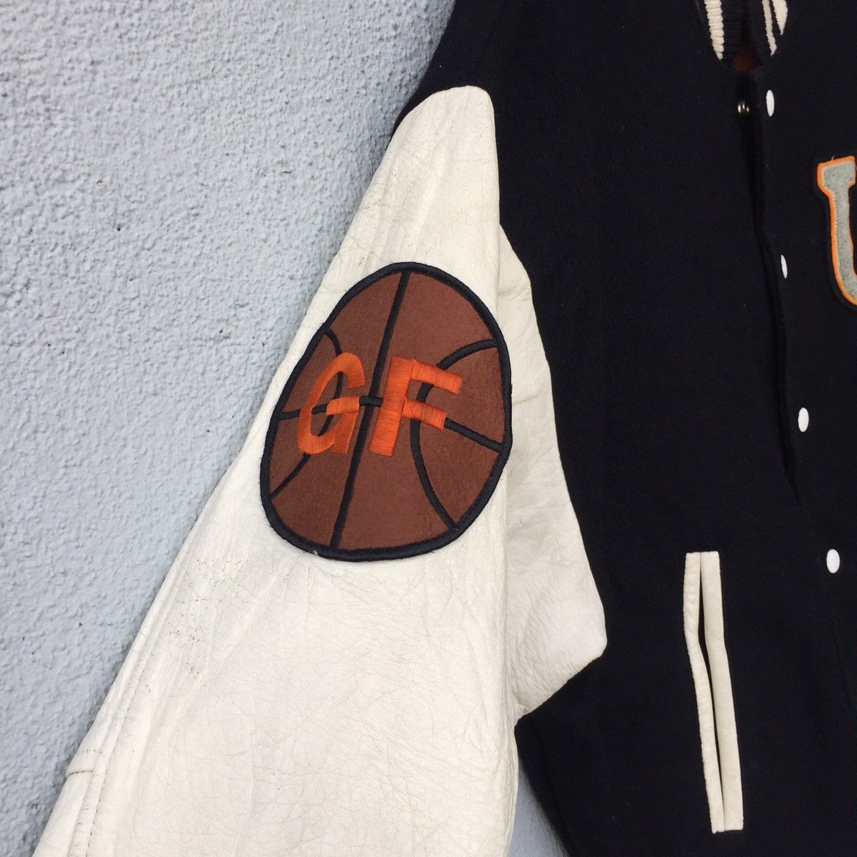 Japanese Brand Vintage Egood Japan Leather Arm Wool Varsity Jacket Size US XL / EU 56 / 4 - 7 Thumbnail