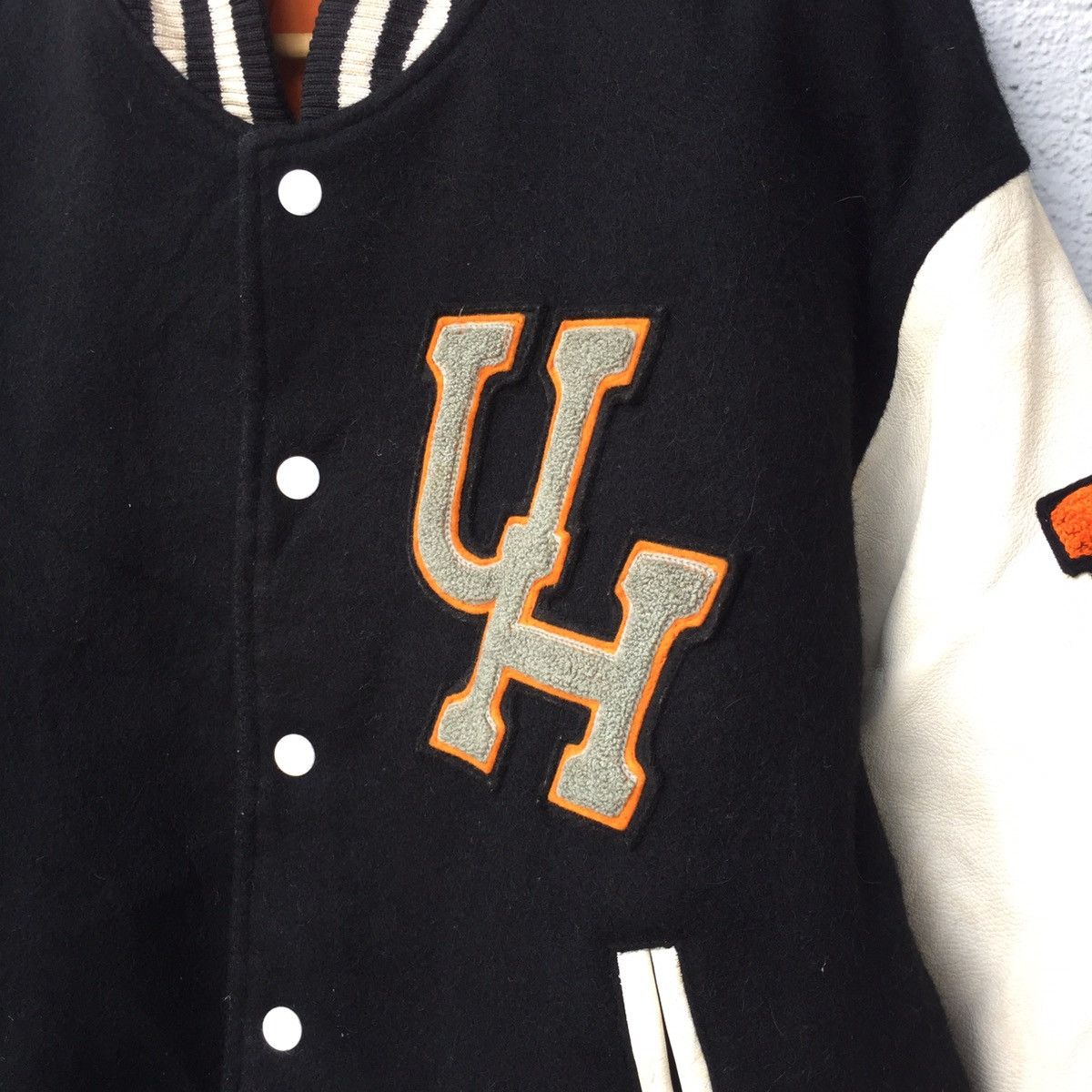 Japanese Brand Vintage Egood Japan Leather Arm Wool Varsity Jacket Size US XL / EU 56 / 4 - 6 Thumbnail