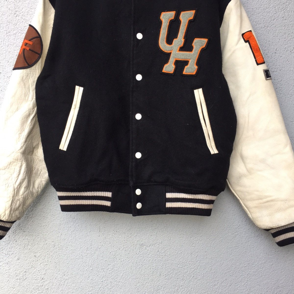 Japanese Brand Vintage Egood Japan Leather Arm Wool Varsity Jacket Size US XL / EU 56 / 4 - 3 Thumbnail