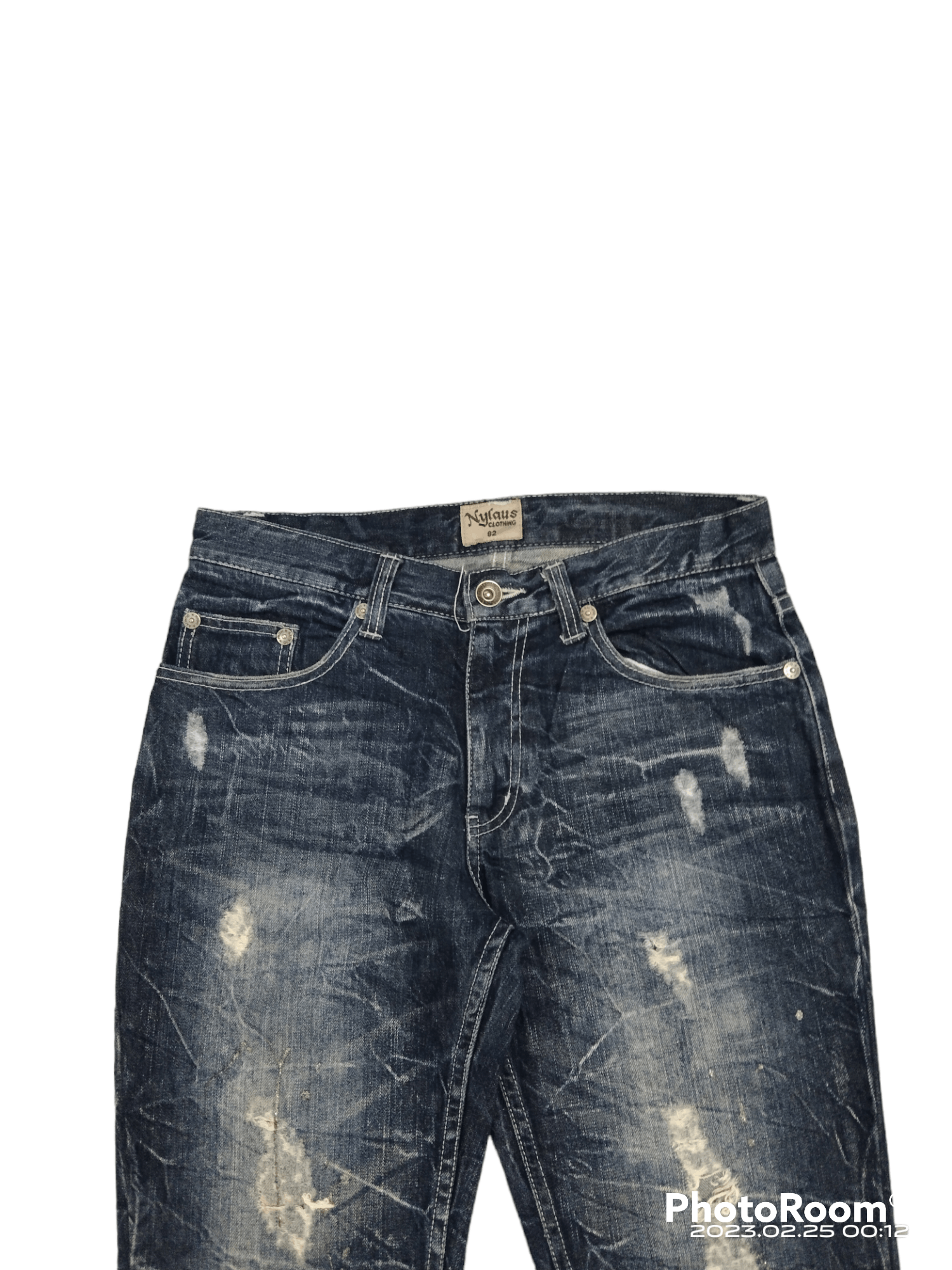 Japanese Brand FLARE🔥SUPER SICK RIPED NYLAUS CLOTHING DENIM PANTS Size US 31 - 5 Thumbnail