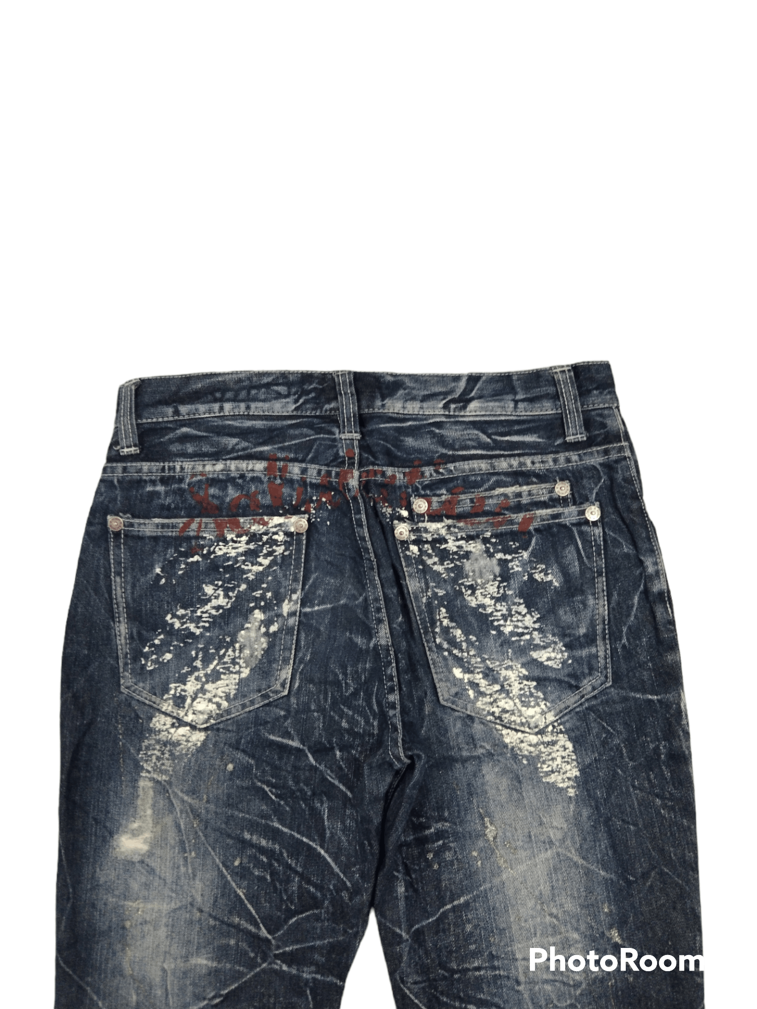 Japanese Brand FLARE🔥SUPER SICK RIPED NYLAUS CLOTHING DENIM PANTS Size US 31 - 6 Thumbnail
