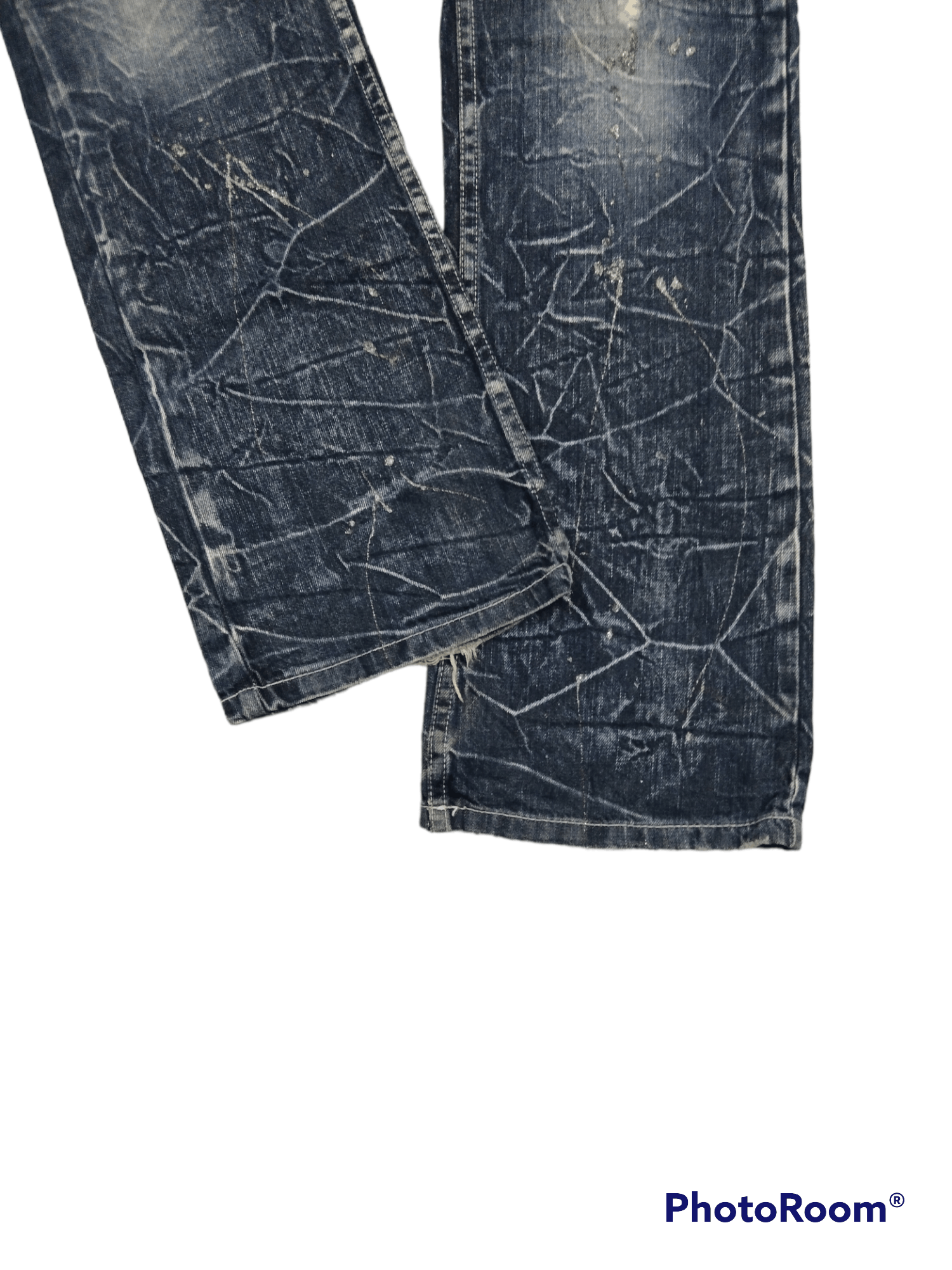Japanese Brand FLARE🔥SUPER SICK RIPED NYLAUS CLOTHING DENIM PANTS Size US 31 - 7 Thumbnail