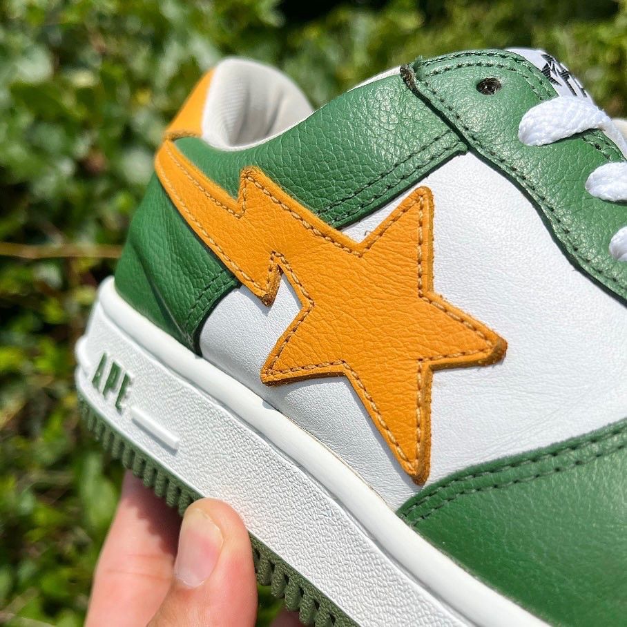 Bape 2001 A Bathing Ape Green/Orange Leather Bapesta Size US 7 / EU 40 - 2 Thumbnail