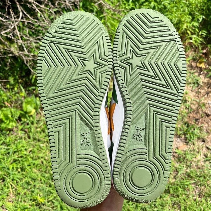 Bape 2001 A Bathing Ape Green/Orange Leather Bapesta Size US 7 / EU 40 - 9 Thumbnail