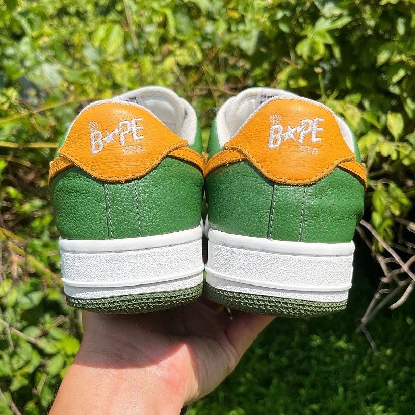 Bape 2001 A Bathing Ape Green/Orange Leather Bapesta Size US 7 / EU 40 - 6 Thumbnail