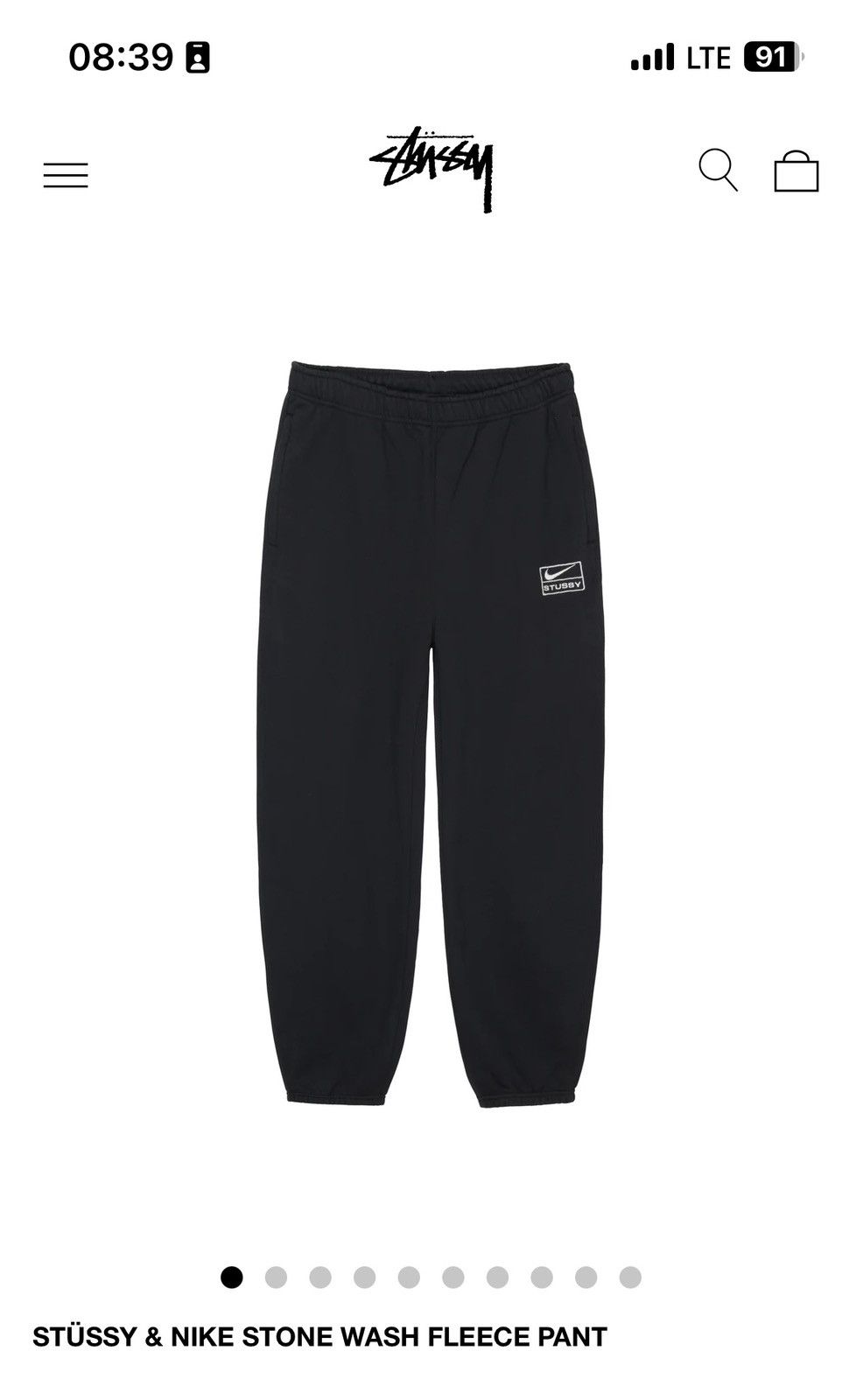 Nike x Stussy NRG ZR Fleece Pant 'Black
