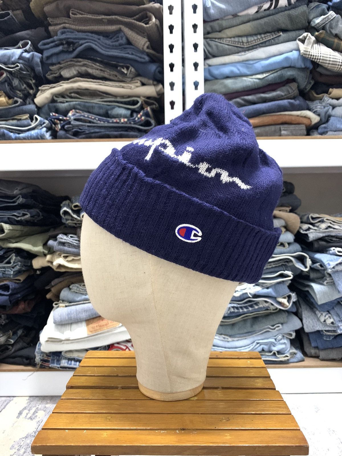 Champion Vintage Y2K Champion Big Logo Spell Out Beanie Hat Size ONE SIZE - 2 Thumbnail