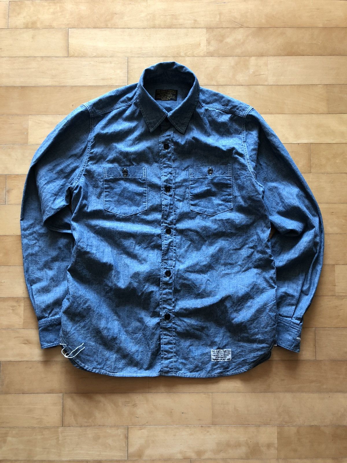 image of Guilty Parties x Wacko Maria Classic Chambray Work Shirt M in Blue, Men's (Size Medium)